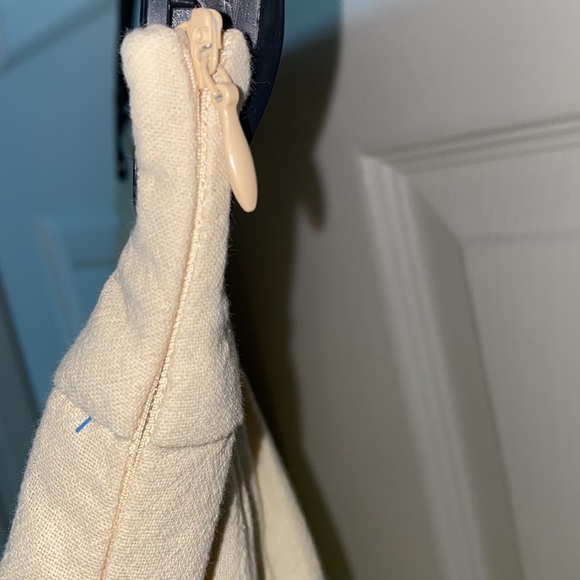 Faeriesty Linen Blend Wide Leg Pants  crochet Detail Size Medium Side Zip pocket - Picture 8 of 14